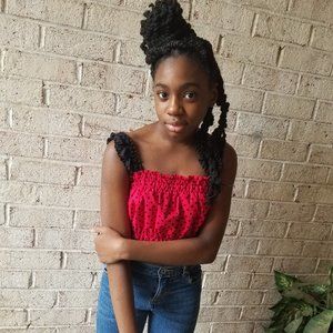 Red/ Black Polka Dot Top